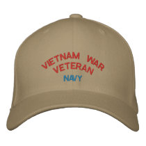 VIETNAM WAR VETERAN, NAVY EMBROIDERED BASEBALL CAPS