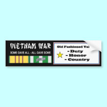 VIETNAM WAR VETERAN OLD FASHIONED VALUES bumper stickers