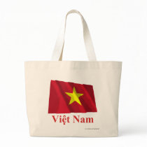 Vietnam Waving Flag with Name in Vietnamese Tote Bags