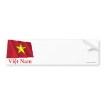 Vietnam Waving Flag with Name in Vietnamese Bumper Sticker