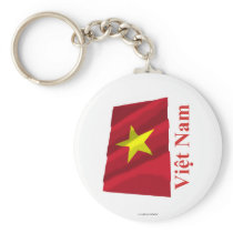 Vietnam Waving Flag with Name in Vietnamese Keychain