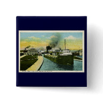 View Below the Soo, Soo Locks, Michigan Pinback Buttons