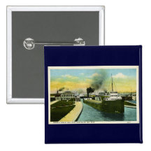 View Below the Soo, Soo Locks, Michigan Pinback Buttons