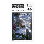 View down Sidewalk with American Flag, New Mark... postage