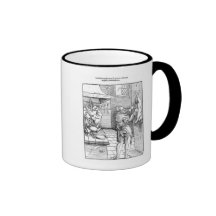 View of a sixteenth century kitchen with cook coffee mugs