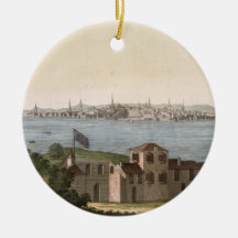 View of Boston, from 'Le Costume Ancien et Moderne Christmas Ornament