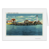 View of Boston Harbor and Boston Lighthouse Cards