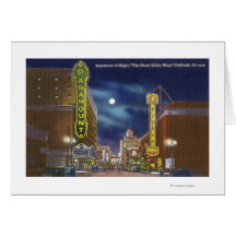 View of Broadway at Night Greeting Card