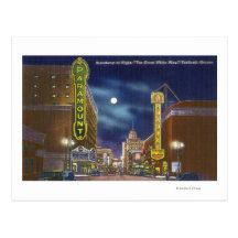 View of Broadway at Night Postcards