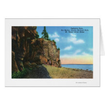 View of Cathedral Rock, Bar Harbor Greeting Cards