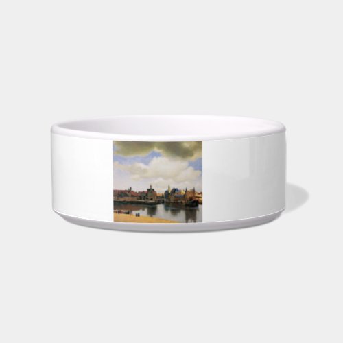 View of Delft by Johannes Vermeer Cat Water Bowl