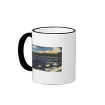 View of Lake, Tree-Lined Shore Coffee Mug