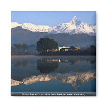 View of Macchapuchhre over Pokhara Lake, Pokhara, Fridge Magnet