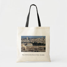 View of Old City from Mount of Olives, Jerusalem, Tote Bags