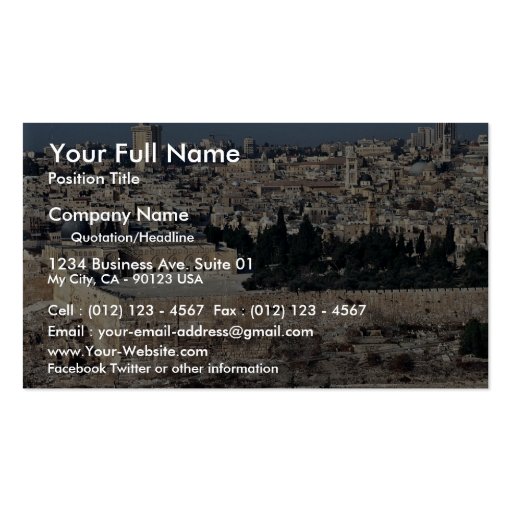 View of Old City from Mount of Olives, Jerusalem, Business Card