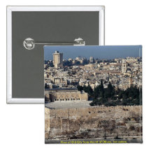 View of Old City from Mount of Olives, Jerusalem, Button