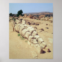 View of one of the giant Telemon statues Posters