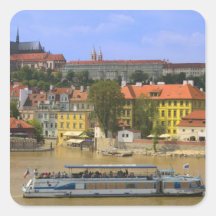 View of Prague Castle and town by Vltava Square Stickers