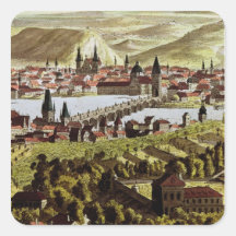 View of Prague Square Sticker