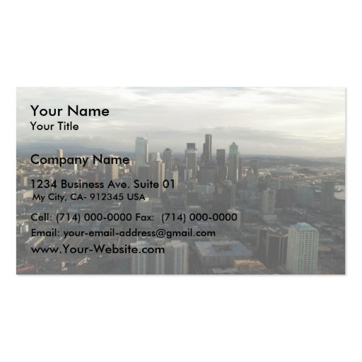 View Of Seattle City From Top Of Space Needle Business Cards (front side)