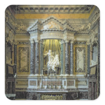 View of the altar with the Ecstasy of St. Square Stickers