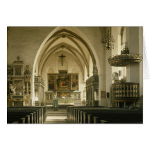 View of the interior of the church with greeting cards