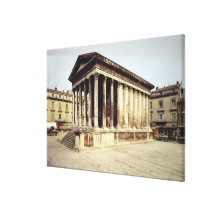 View of the Maison Carree, c.19 BC Canvas Print