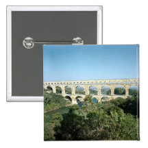 View of the Roman aqueduct, built c.19 BC Pinback Buttons