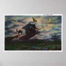 View of the Salem Witch on her Broom Poster