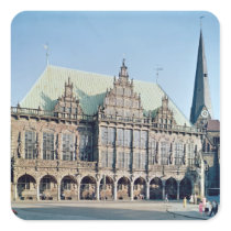 View of the Town Hall, built 1405-09 Square Stickers