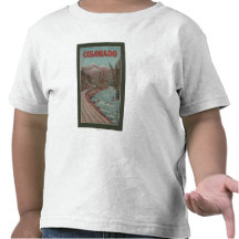 View of Train Alongside River - Travel Poster Tee Shirt