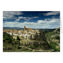 View of village, Villarluengo, Aragon, Spain in Eu Greeting Card