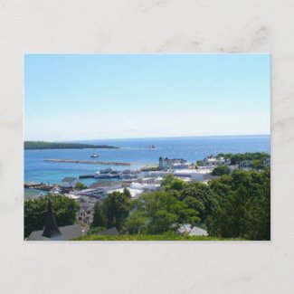 View off Mackinac Island postcard
