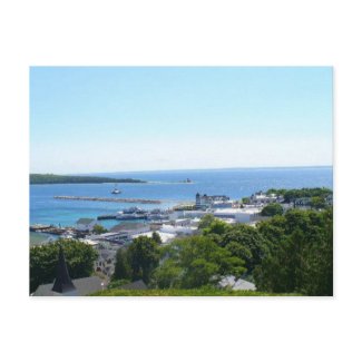 View off Mackinac Island postcard