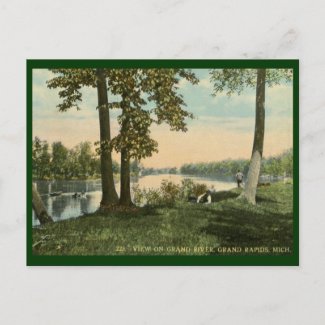 View on Grand River, Grand Rapids, MI Vintage postcard