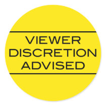 Viewer DIscretion Advised Round Light Sticker