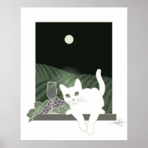 Vigne, Clair de Lune et Chat Blanc Posters