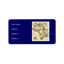 Viintage 1874 Map of Africa  Antique African Print Custom Address Label