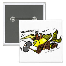 Viking Fish funny cute sparky comics medieval Button