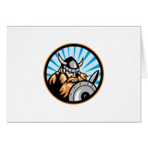 Viking Raider Barbarian Warrior Retro Greeting Card