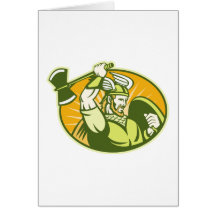 Viking Raider Barbarian Warrior Retro Card