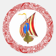 Viking raiders round sticker
