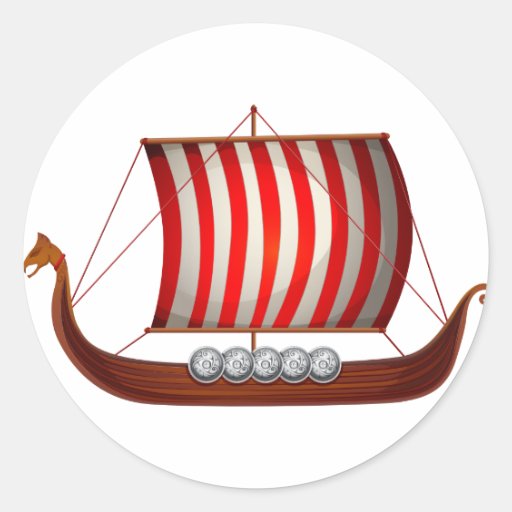 Viking ship classic round sticker Zazzle