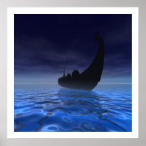 viking, ship, sails, sea, ocean, water, oceans, Poster with custom graphic design