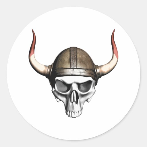 Viking Skull Round Stickers Zazzle