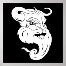 Viking Solid White Logo Design Poster