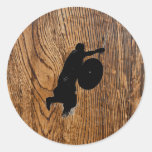 Viking warrior silhouette round stickers