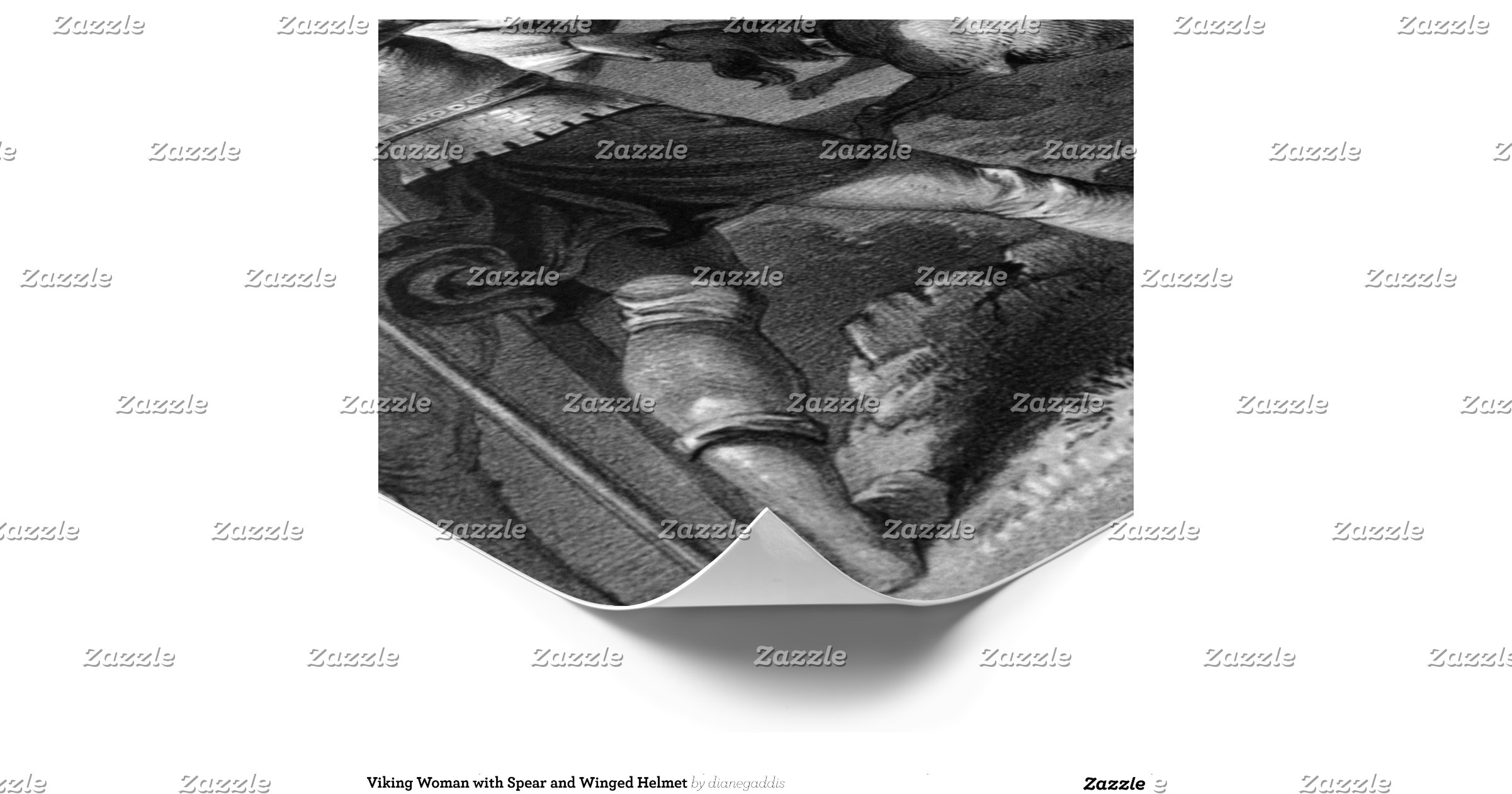 Viking Woman with Spear and Winged Helmet Print | Zazzle