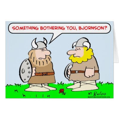 vikings horns bothering Greeting Cards