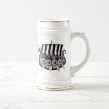Vikings in Drekar black and white pen ink drawing Mugs